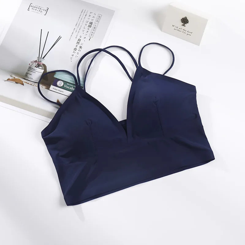 CowLost | product_id-seamless-v-neck-wireless-bra-top-with-removable-pads-for-women |9