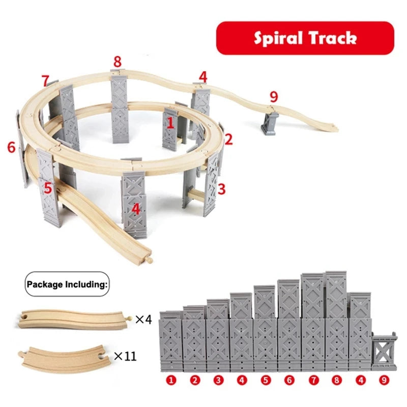 CowLost | fencing-barriers-wooden-railway-spiral-track-with-plastic-orbit-accessories |16