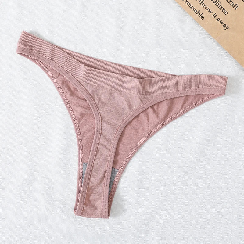 CowLost | product_id-5pcs-brazilian-high-waist-sports-thong-g-string-panties-women-m-xl-solid-t-back-underwear-set |8