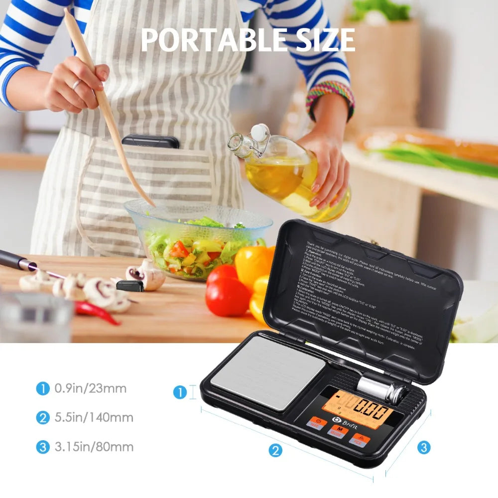 Amir 200g 0.01g Digital Mini Jewelry Pocket Scale Stainless Steel Portable