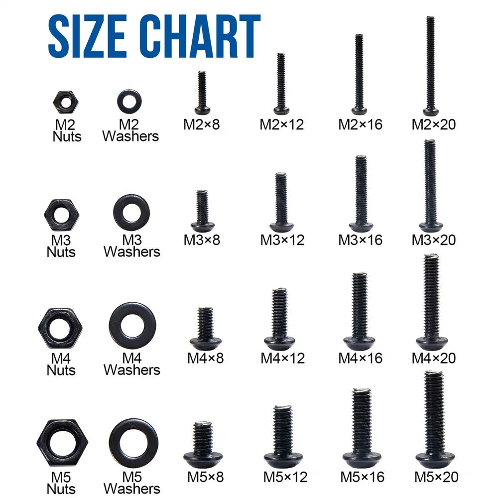 CowLost | 1060pcs-m2-m3-m4-m5-hex-socket-screw-set-carbon-steel |10
