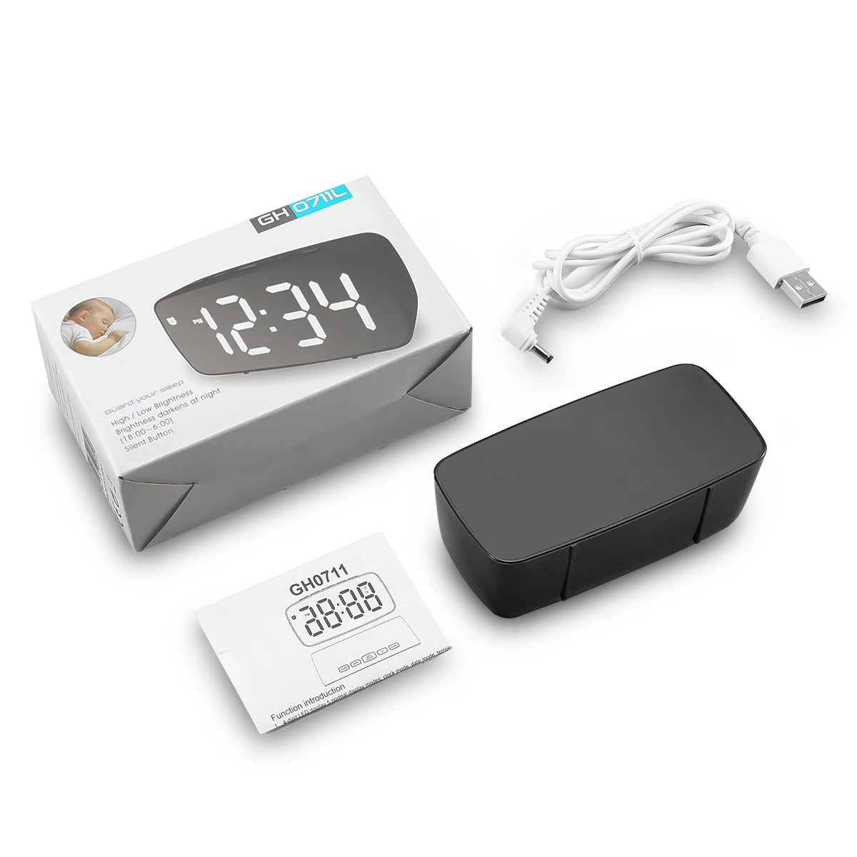 ORIA Digital LED Alarm Clock Voice Control Snooze Temperature Display Night Mode