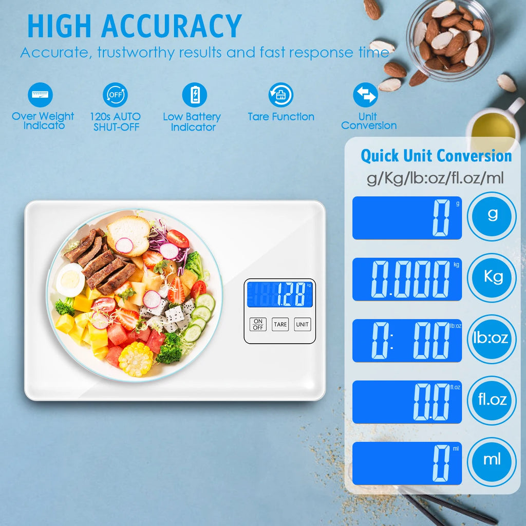 ORIA Rechargeable Digital Kitchen Scale 15kg/1g High Precision