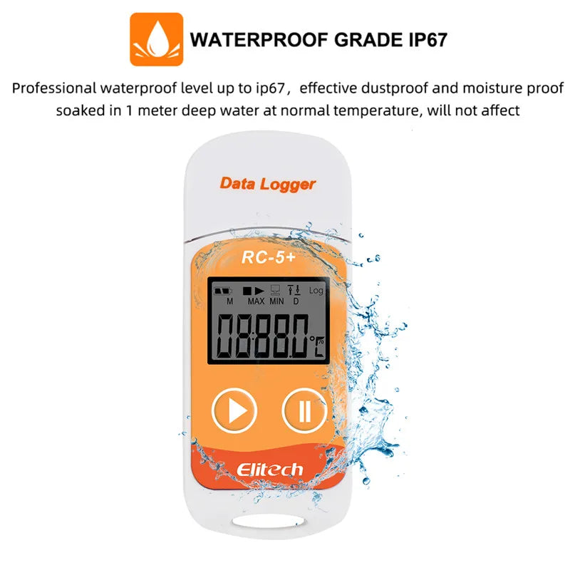 USB Temperature Data Logger Recorder 16000 Points with Built-in NTC Sensor for Warehouse and Refrigerated Transport