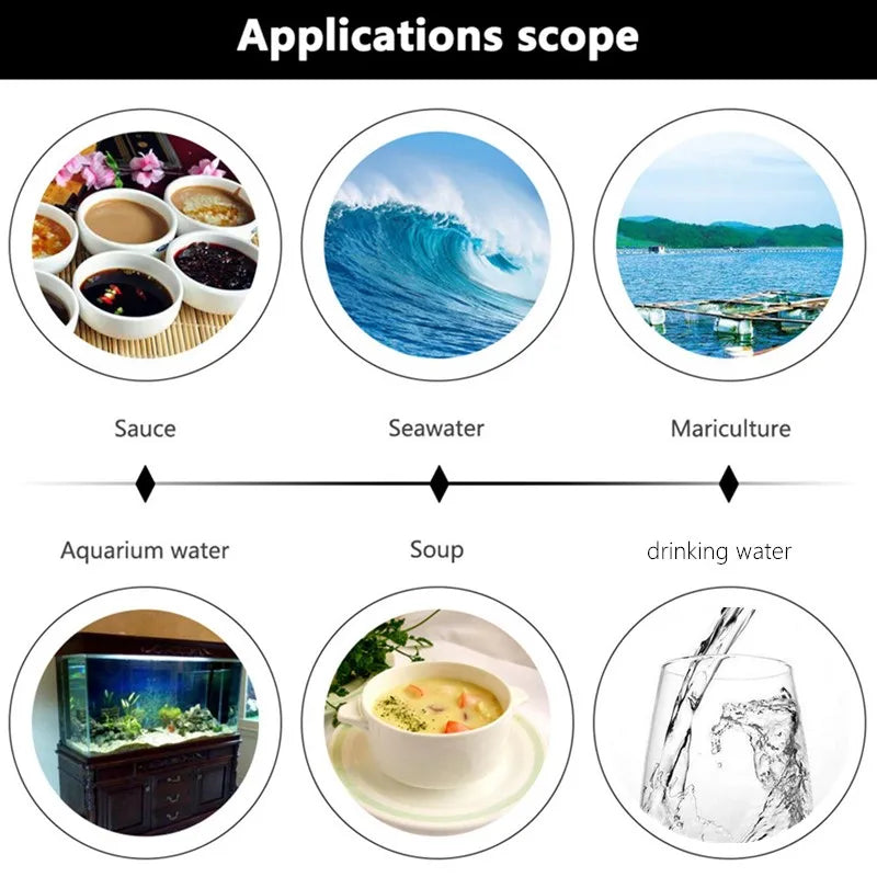 5-in-1 EC TDS Salinity Temperature pH Water Quality Tester with ATC for Food, Beverages, Aquarium, Seawater