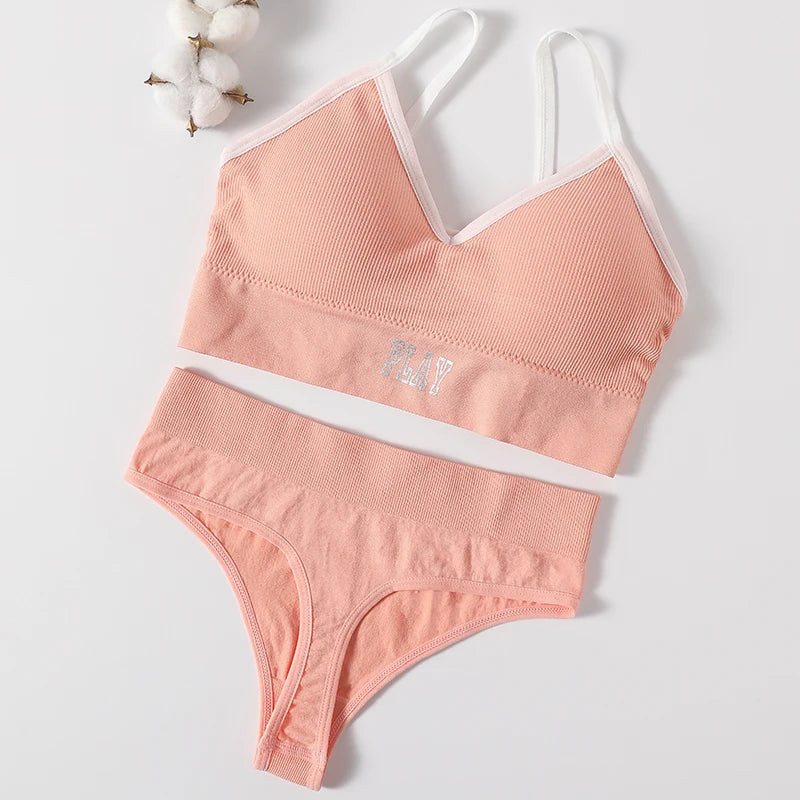 CowLost | product_id-women-seamless-wireless-sports-bra-high-rise-thong-set-comfortable-lingerie |20