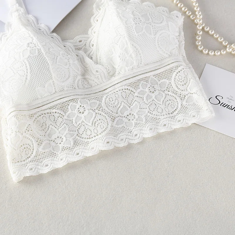 CowLost | product_id-women-s-floral-lace-v-neck-non-wire-bralette-with-removable-pads-cropped-top |18