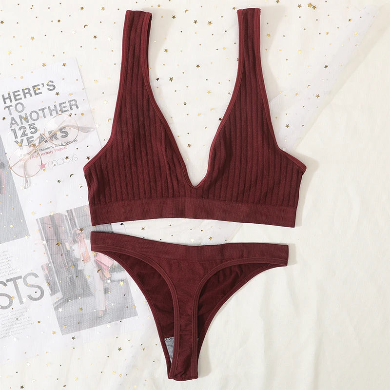 CowLost | product_id-seamless-wirefree-push-up-bra-low-waist-thong-set-with-ribbed-sport-bralette-for-women |32