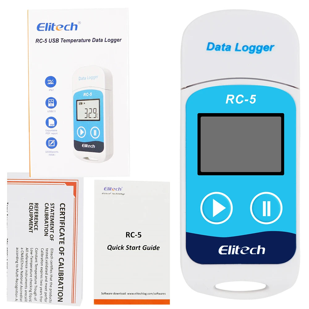 10-Pack RC-5 USB Temperature Data Logger 32000-Point High-Precision Recorder