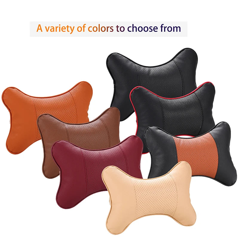 CowLost | coffee-product_id-universal-car-neck-pillow-pu-leather-headrest-cushion-black-red-easy-install-clean |6