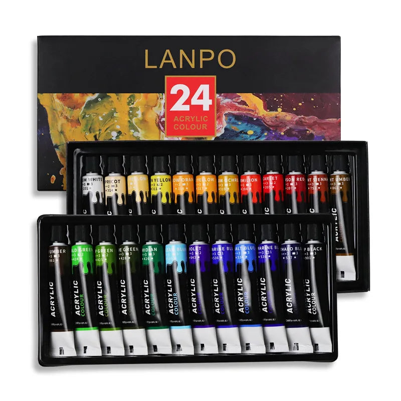 CowLost | drawing-painting-paper-product_id-acrylic-paint-set-12-24-colors-12ml-tubes-with-professional-brush-for-canvas-glass-paper-diy-wall-painting |20