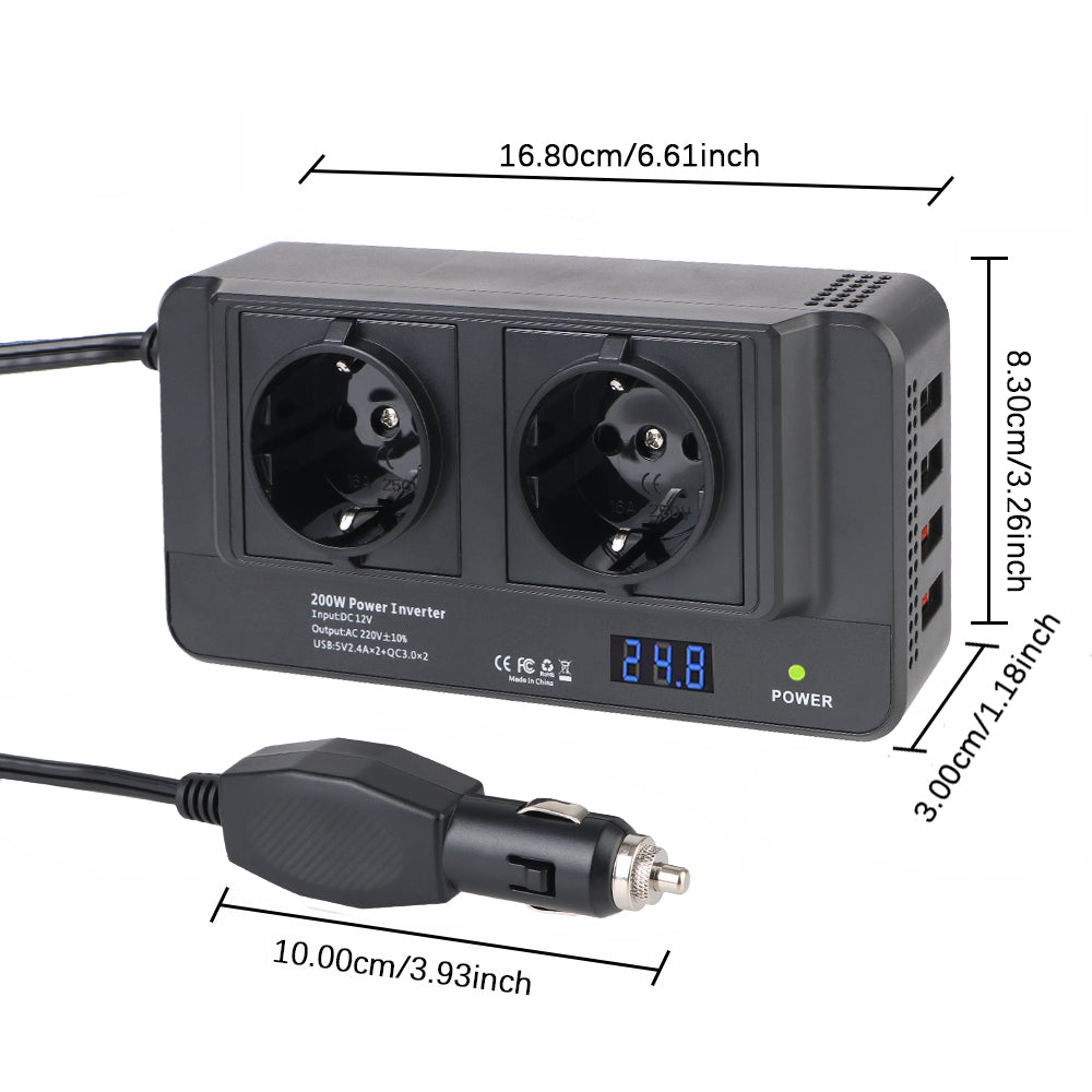 CowLost | 4-usb-12v-to-220v-400w-peak-power-auto-mounted-inverter-accessories-cigarette-lighter-car-200w-inverter-ac-eu-socket-dc-to-ac |14