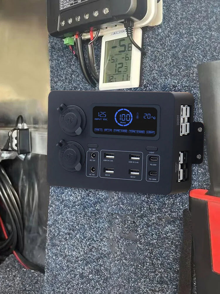 CowLost | portable-control-hub-with-led-lights-with-led-lights-100w-lcd-display-power-box-12v-mini-power-box-adapter-for-rvs-suvs-boats |2