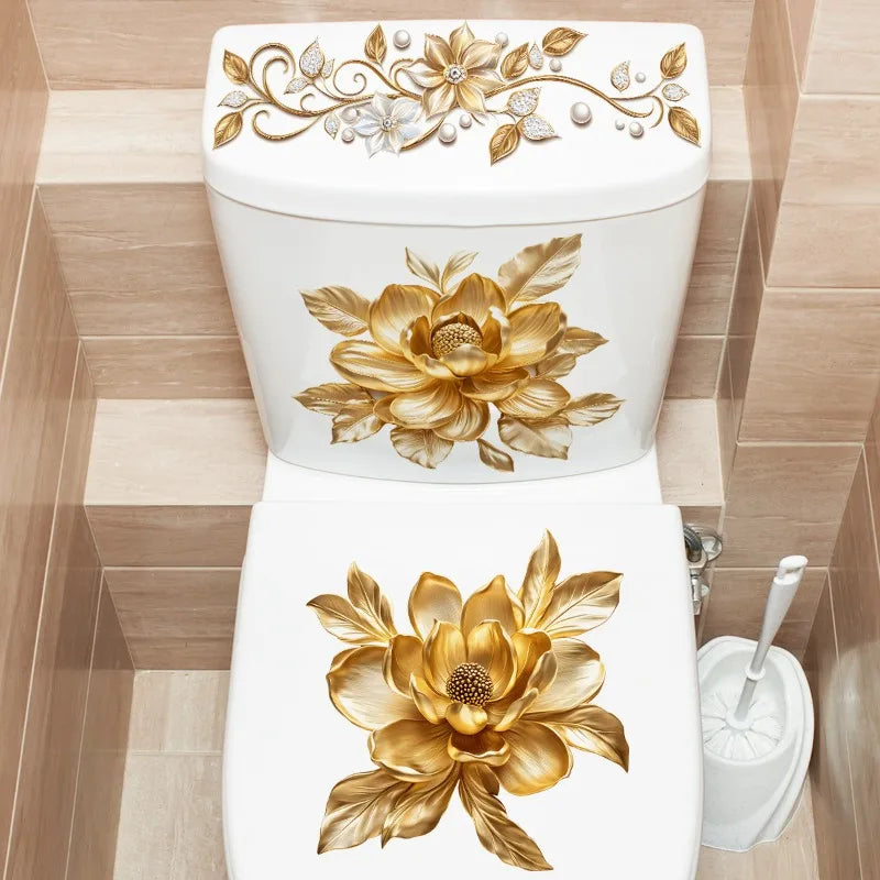 CowLost | gold-diamond-flower-bathroom-toilet-self-adhesive-sticker |12