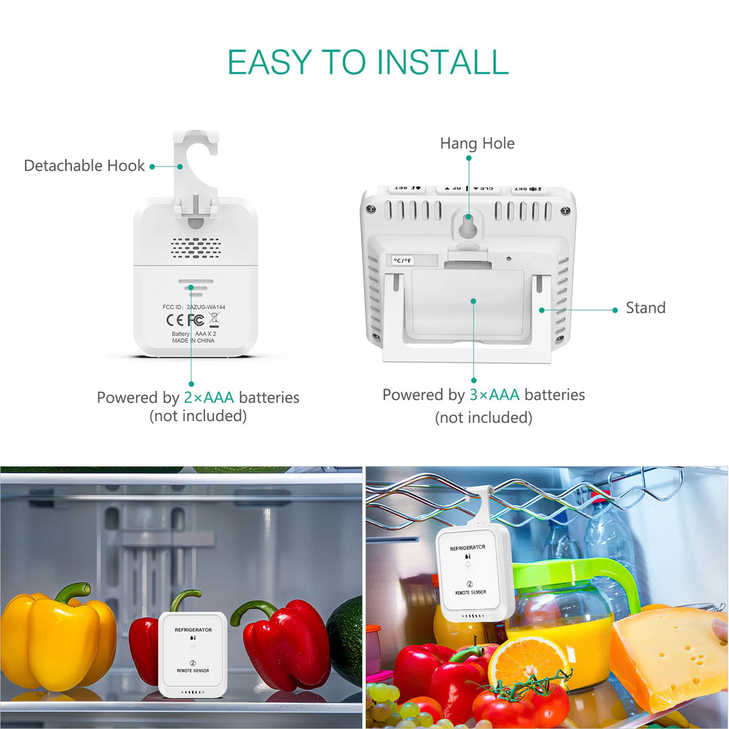 ORIA Wireless Digital Refrigerator Thermometer with 2 Sensors