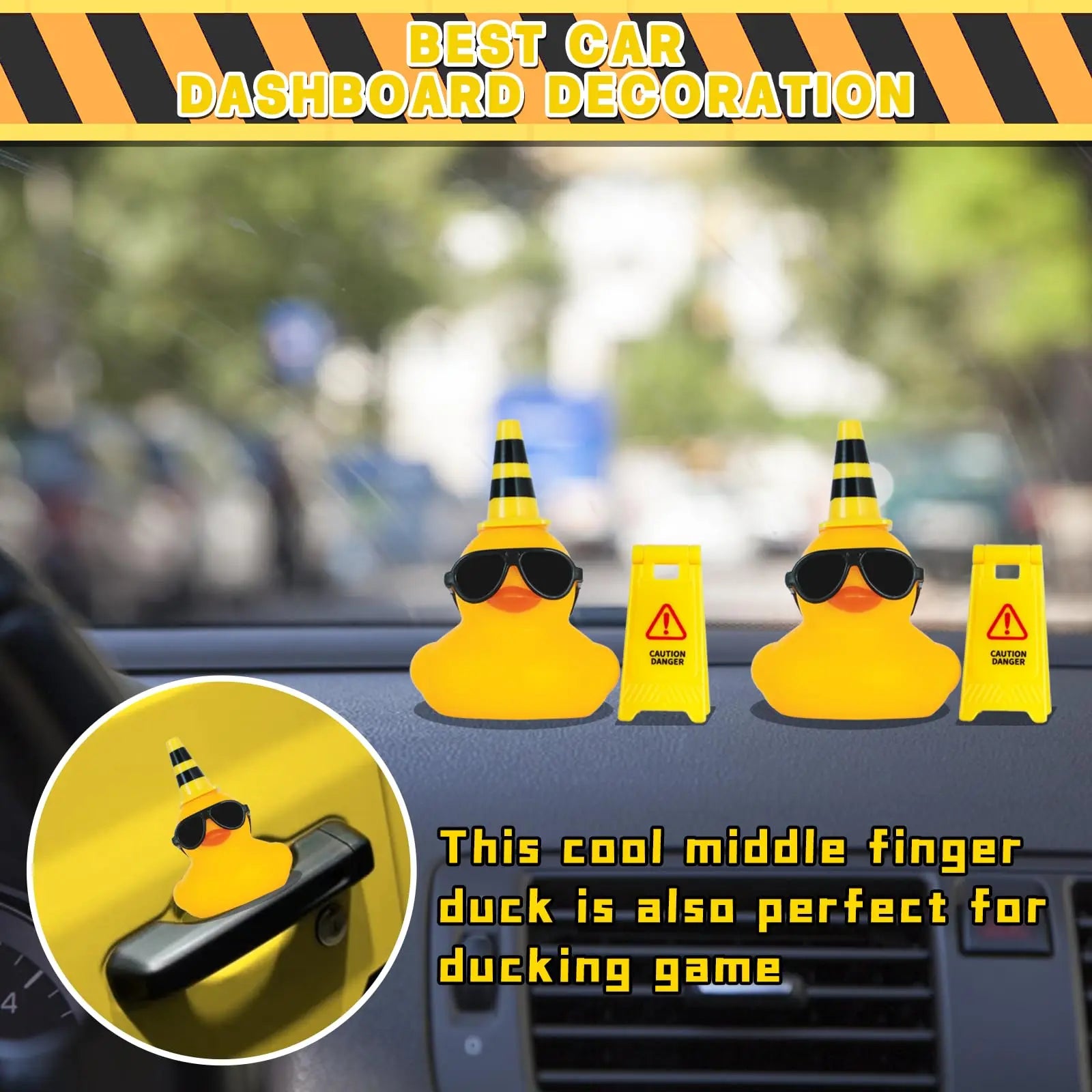 CowLost | product_id-rubber-duck-jeep-dashboard-decoration-with-sunglasses-and-road-signs-squeaky-toy |3