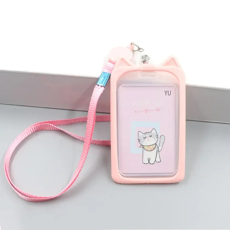 1PC Cute Cartoon Cat Card Holder Bank Identity Bus ID Card Holder