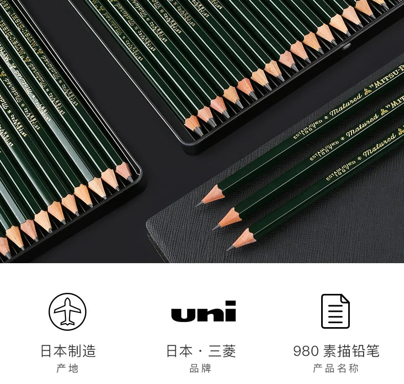 CowLost | product_id-uni-japanese-12pcs-9800-hb-14b-professional-sketch-pencil-set |7