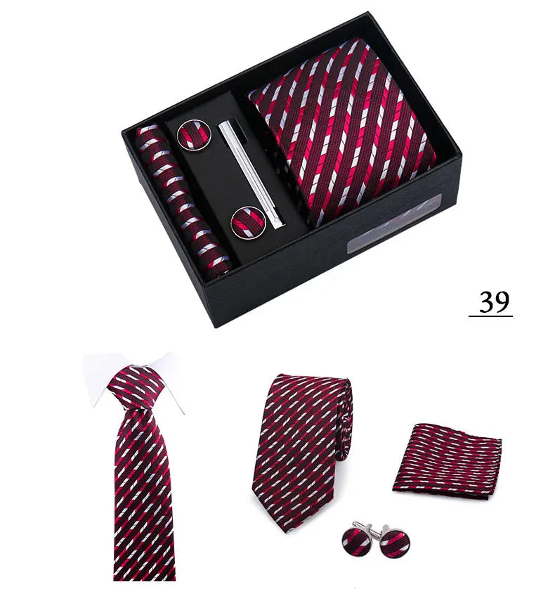 CowLost | tie-men-with-box-top-quality-business-ties-hanky-cufflink-set |26