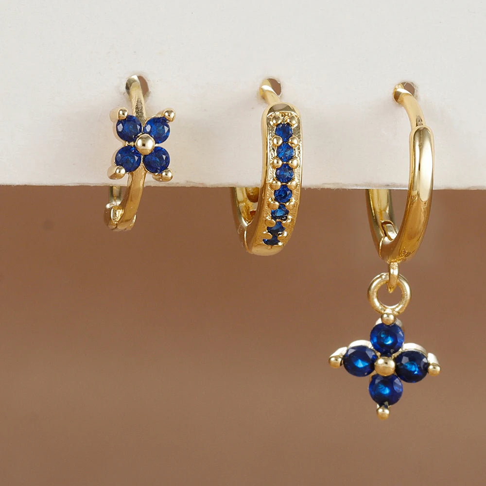 CowLost | business-card-cases-3pcs-trendy-stainless-steel-flower-drop-earrings-set-for-women |13