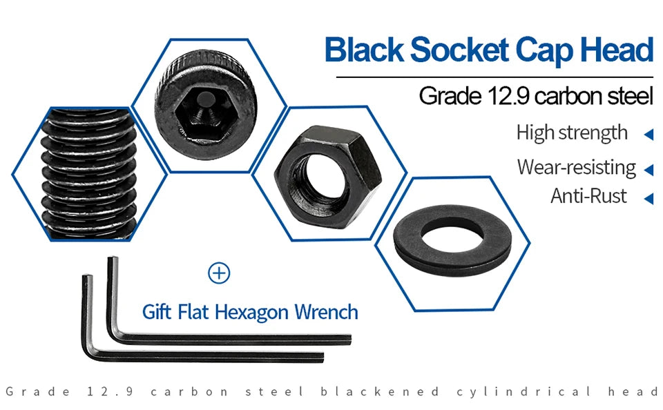 CowLost | 1060pcs-m2-m3-m4-m5-hex-socket-screw-set-carbon-steel |7