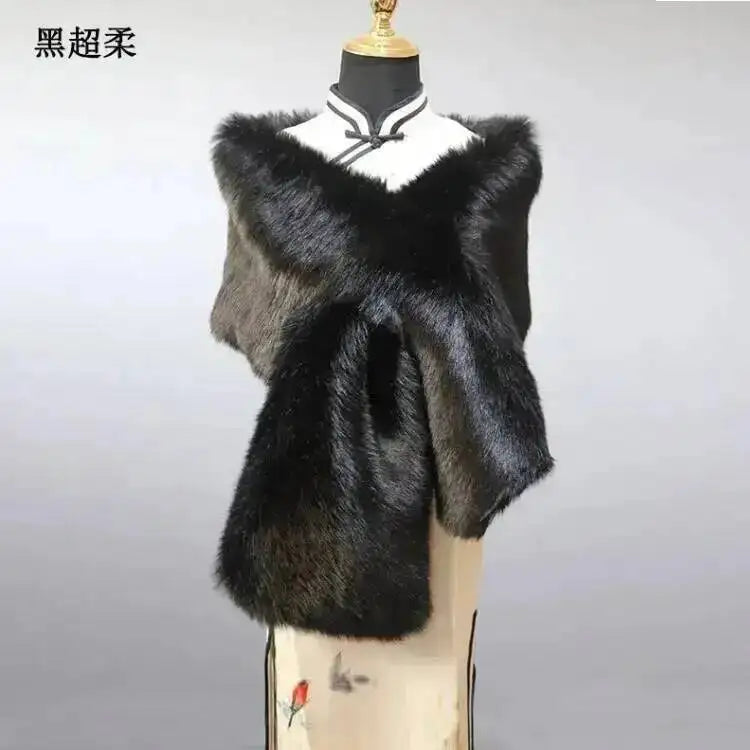 CowLost | 32-colors-165-30cm-women-luxury-warm-faux-fox-fur-shawl-winter-ladies-plush-scarf |47