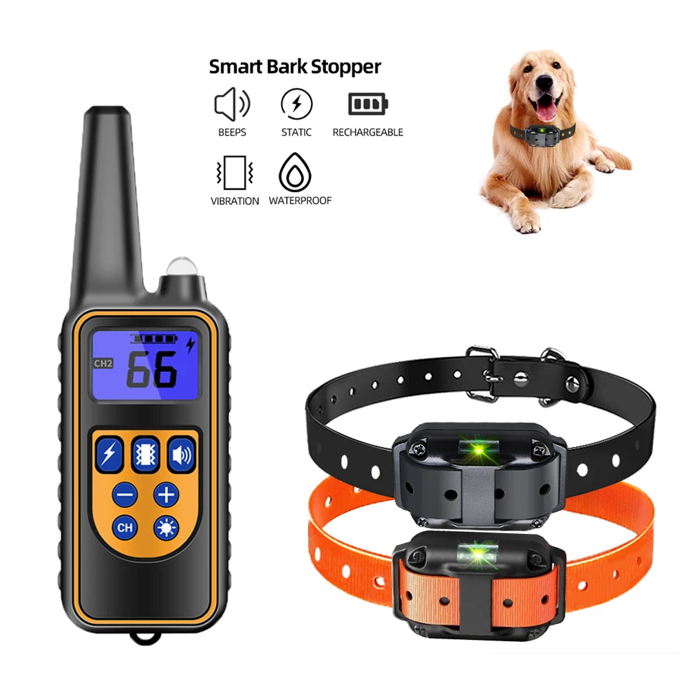 800m Waterproof Rechargeable Electric Dog Training Collar with Shock, Vibration & Sound