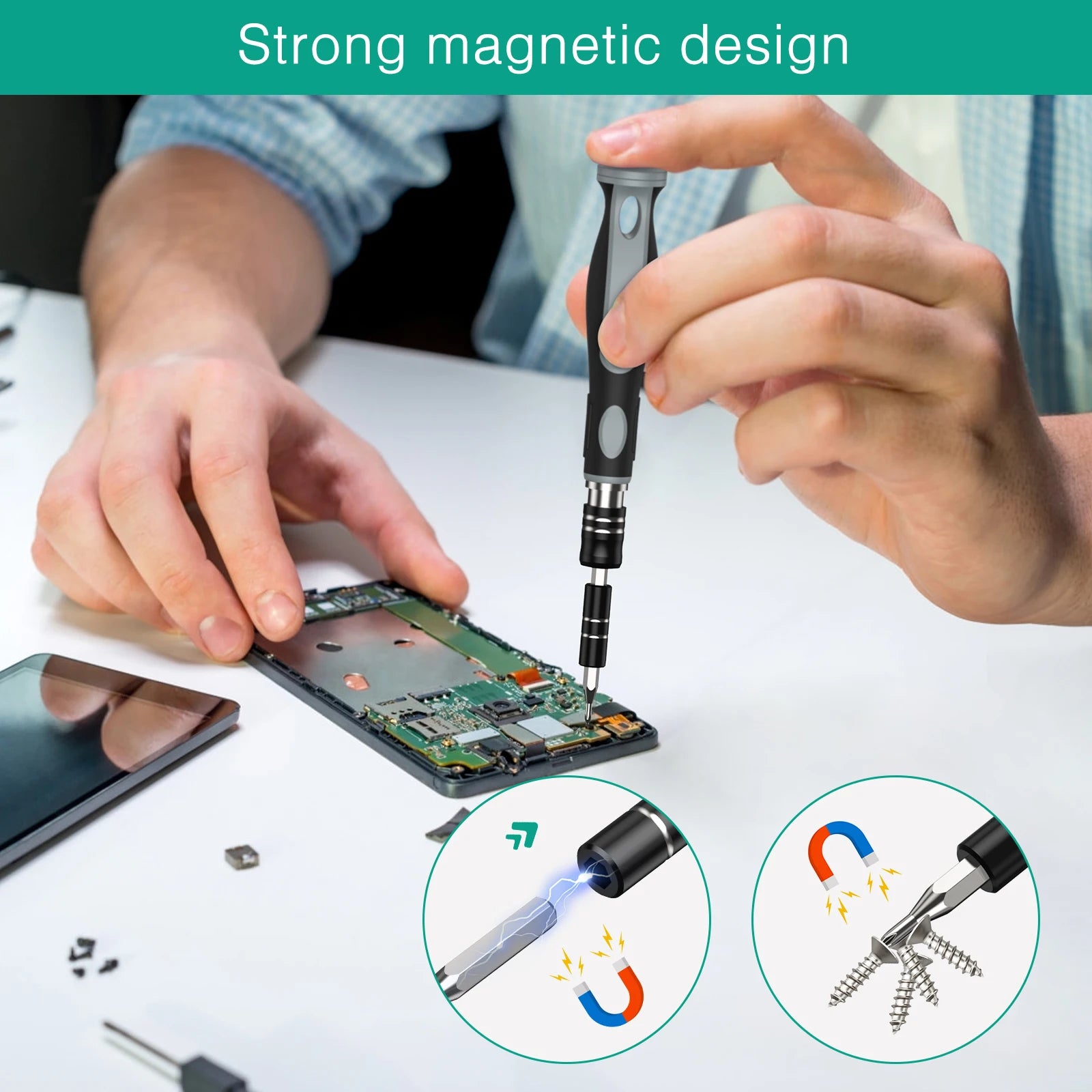 48-in-1 Magnetic Precision Screwdriver Set with 41 Bits & Pry Tools for Electronics Repair