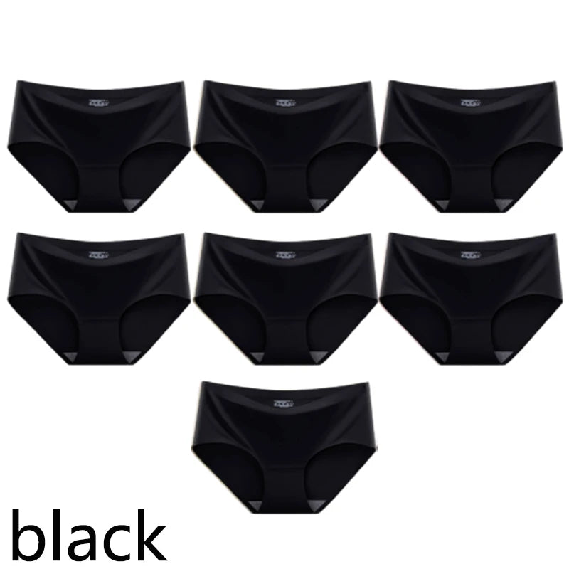 CowLost | product_id-fallsweet-7pcs-seamless-plus-size-mid-waist-ice-silk-panties-for-women |5