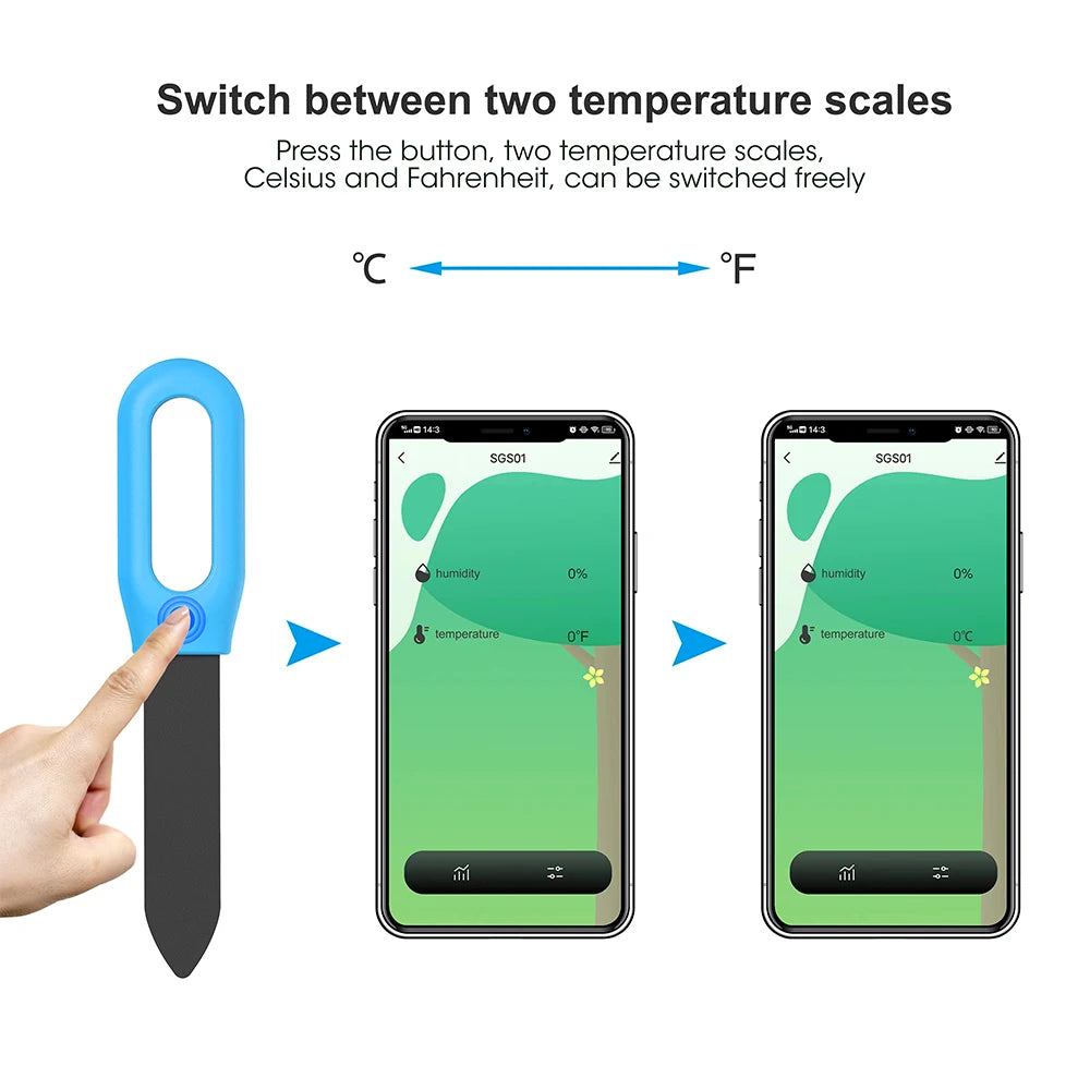JUANJUAN Smart Zigbee 2-in-1 Soil Moisture & Temperature Humidity Tester Bluetooth for Garden Greenhouse