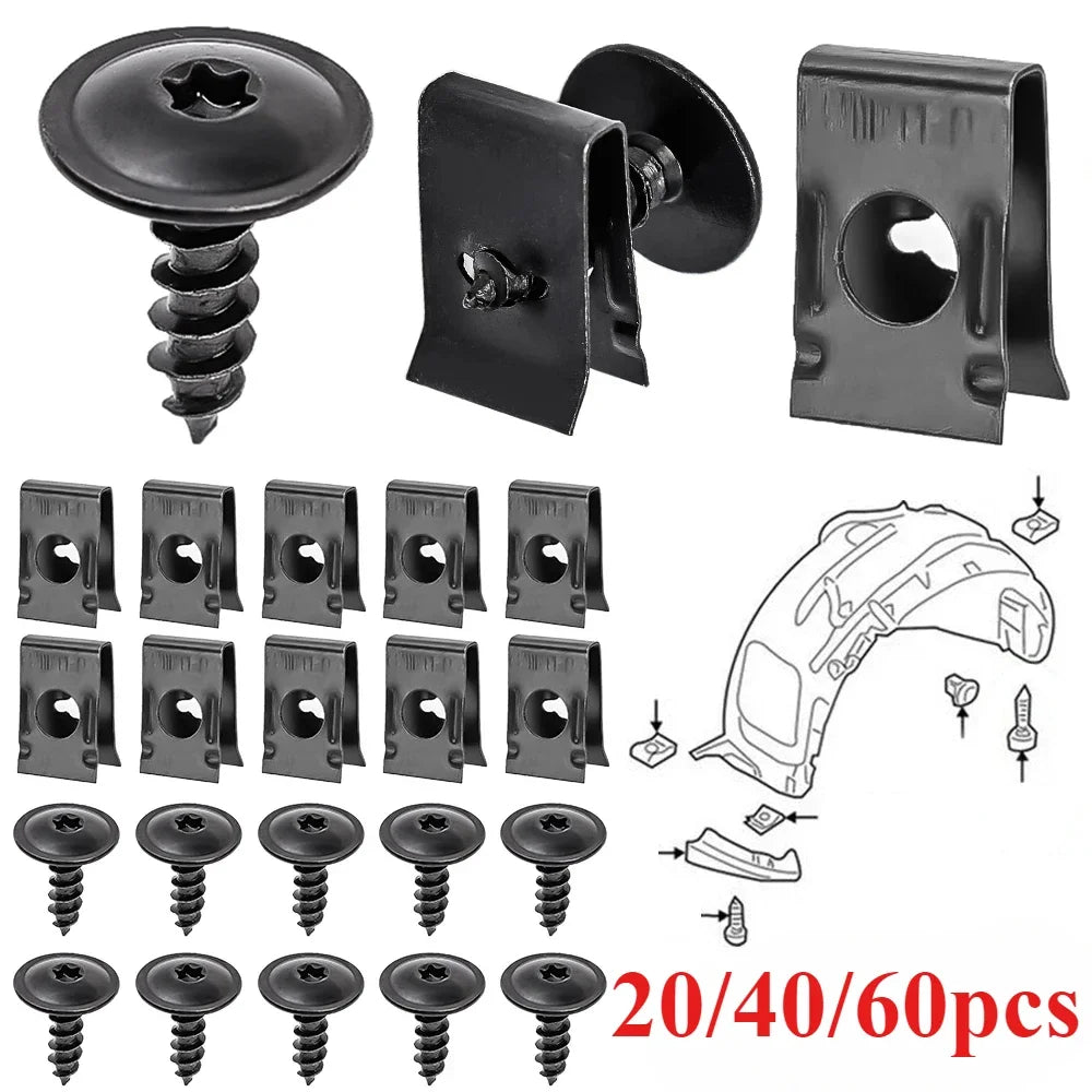 CowLost | product_id-60-40-20pcs-car-motorcycle-metal-u-type-screw-tapping-clips-with-anti-rust-buckles |10