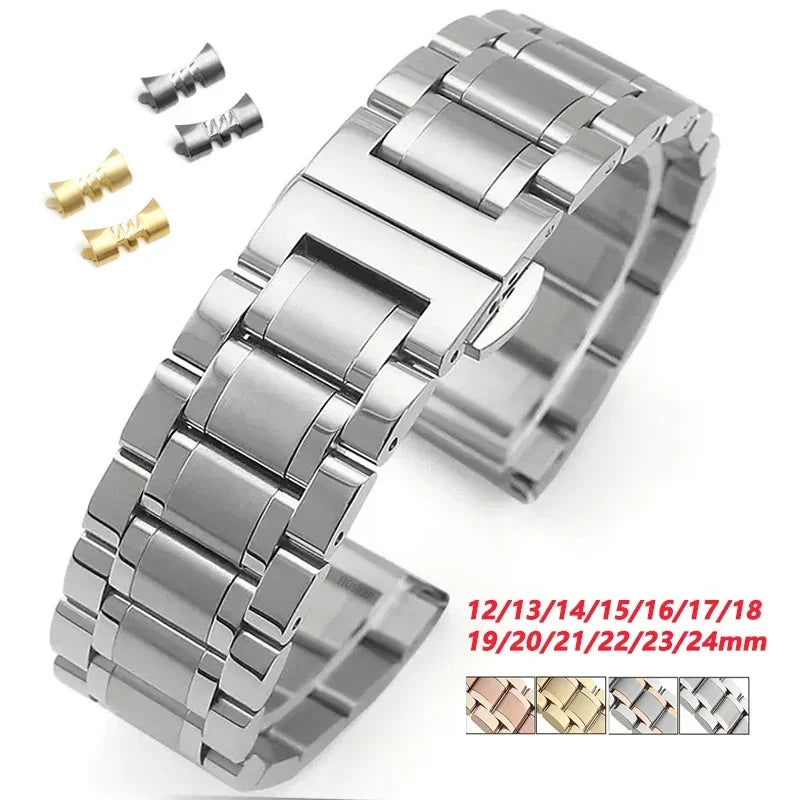 CowLost | solid-stainless-steel-watch-band-18mm-20mm-22mm-24mm-12-13-14-15-16-17-19-21-23-bracelet-universal-metal-strap-watch-accessories |1