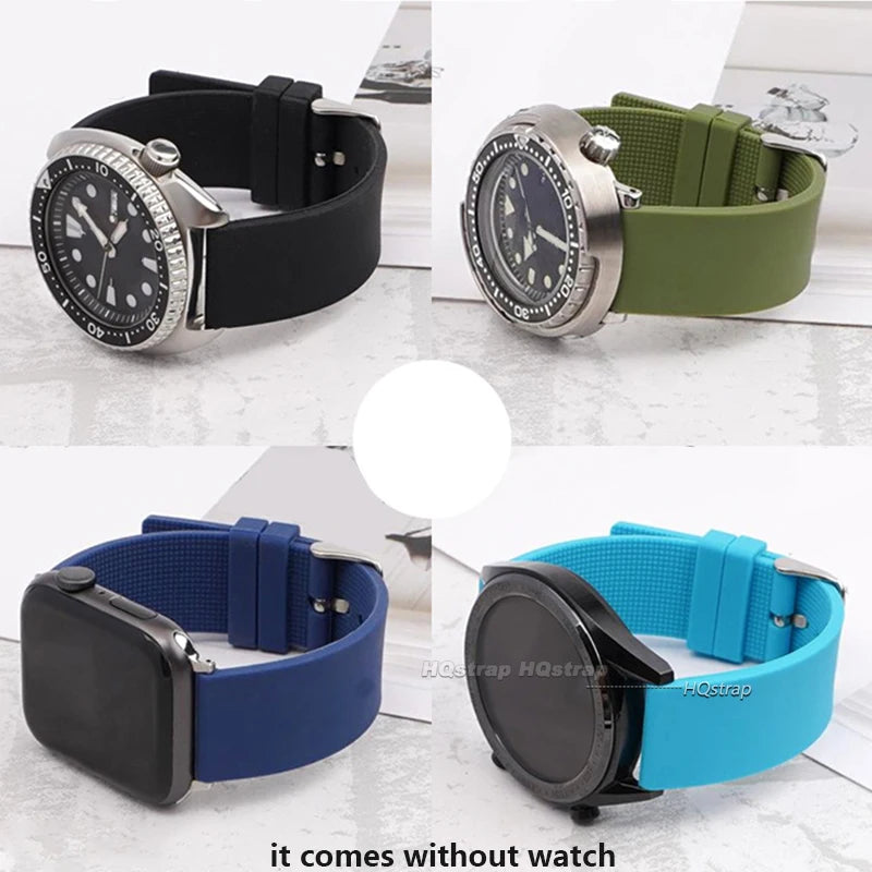 Silicone Watch Strap 12-24mm Soft Rubber Replacement Band for Seiko Rolex Sport