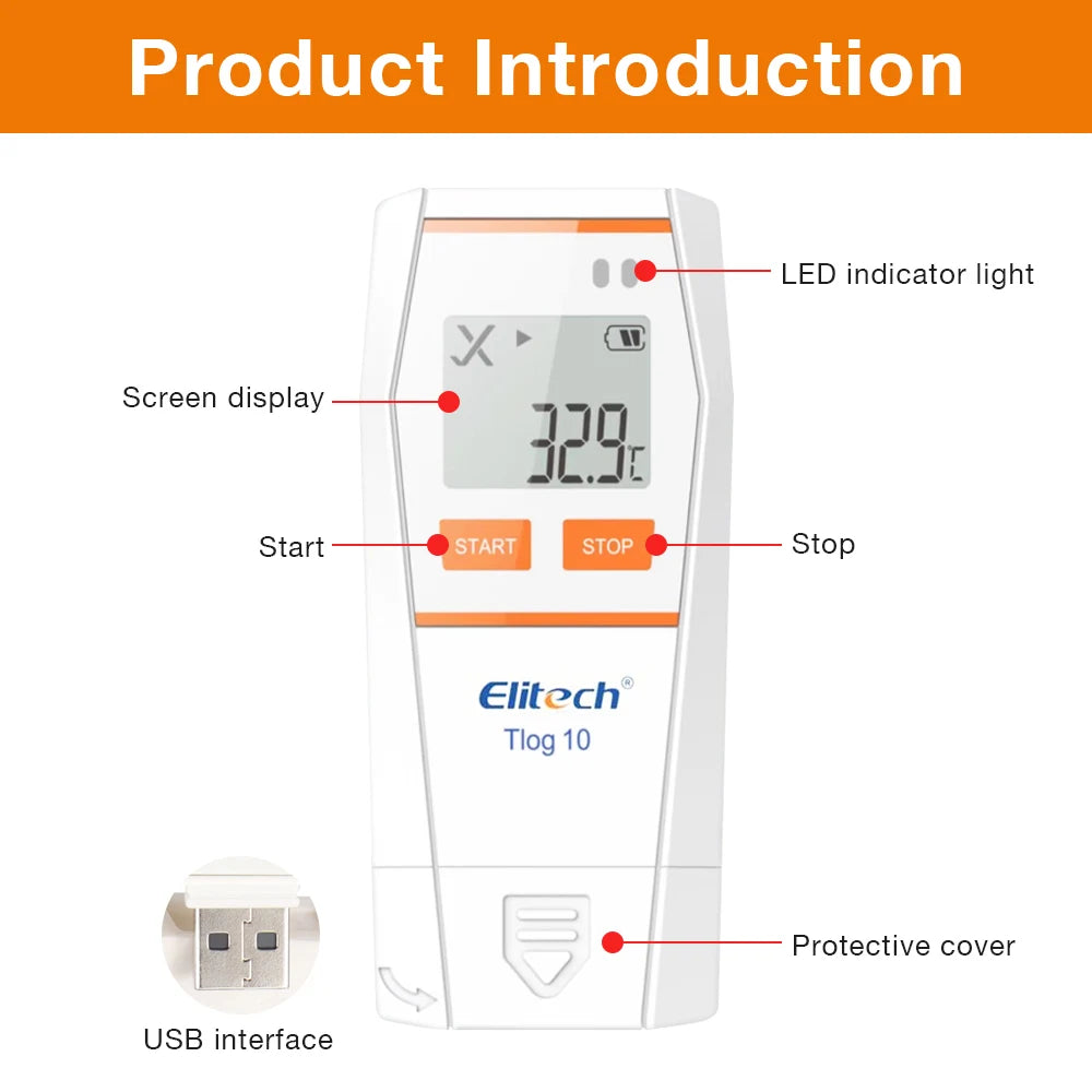 Tlog Series USB Temperature Humidity Data Logger LCD Ultra-low Temp Recorder for Cold-chain Lab