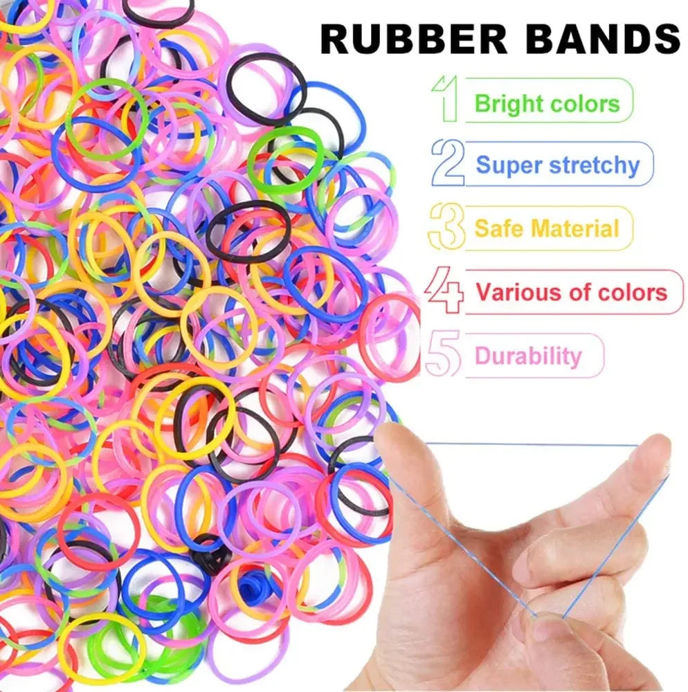 600pcs Loom Rubber Bands Refill Kit for Hair Ties and Bracelet Making DIY Craft Gift
