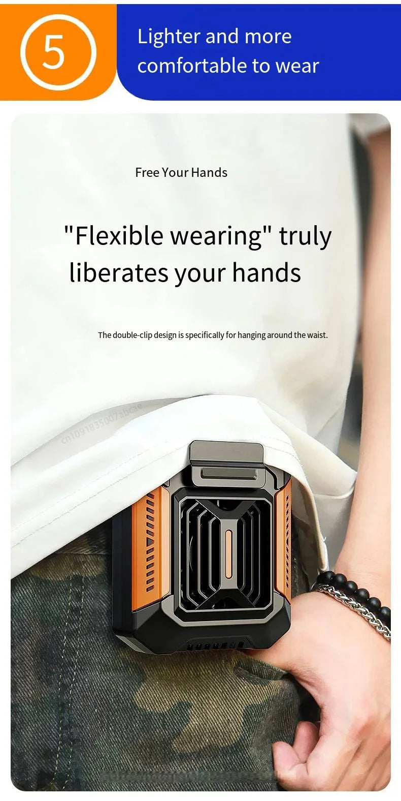 CowLost | product_id-homfish-portable-wearable-neck-fan-with-belt-clip-power-bank-flashlight-for-outdoor-use |19