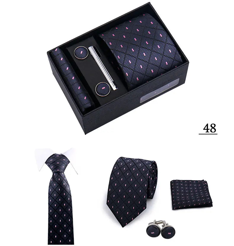CowLost | tie-men-with-box-top-quality-business-ties-hanky-cufflink-set |31