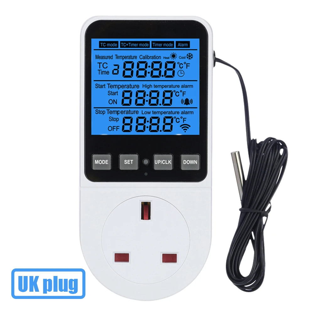 LCD Timer Socket Thermostat Temperature Controller AC110-230V for Heating Cooling