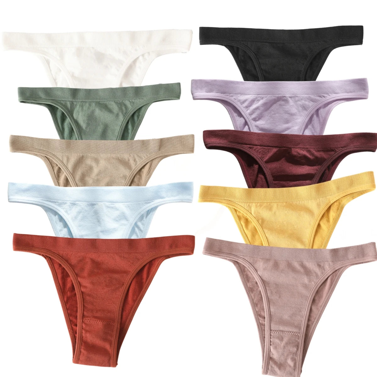 CowLost | product_id-10pcs-womens-seamless-ribbed-high-leg-sports-thong-underwear-set |38