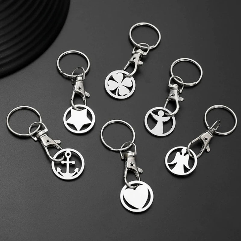 1/10PCS Stainless Steel Shopping Cart Token Keychains Portable Trolley Coin Removers