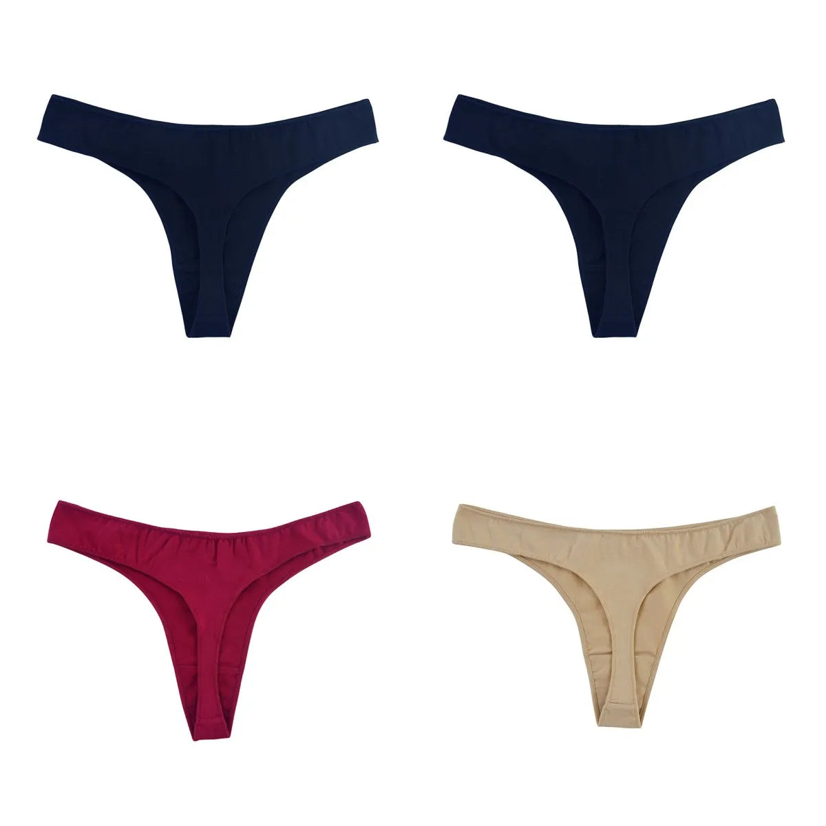 CowLost | product_id-4-pack-women-s-cotton-low-waist-breathable-solid-color-g-string-thongs-m-xl |38