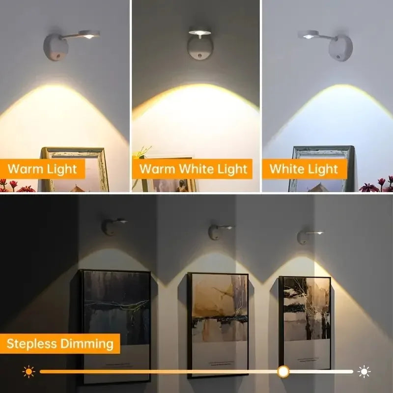 CowLost | product_id-usb-rechargeable-wireless-human-sensing-dimmable-led-wall-spotlight-for-paintings-with-3-color-modes |3