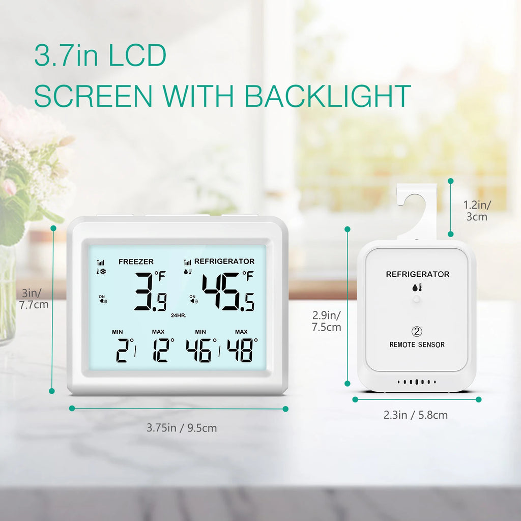 ORIA Wireless Digital Refrigerator Thermometer with 2 Sensors