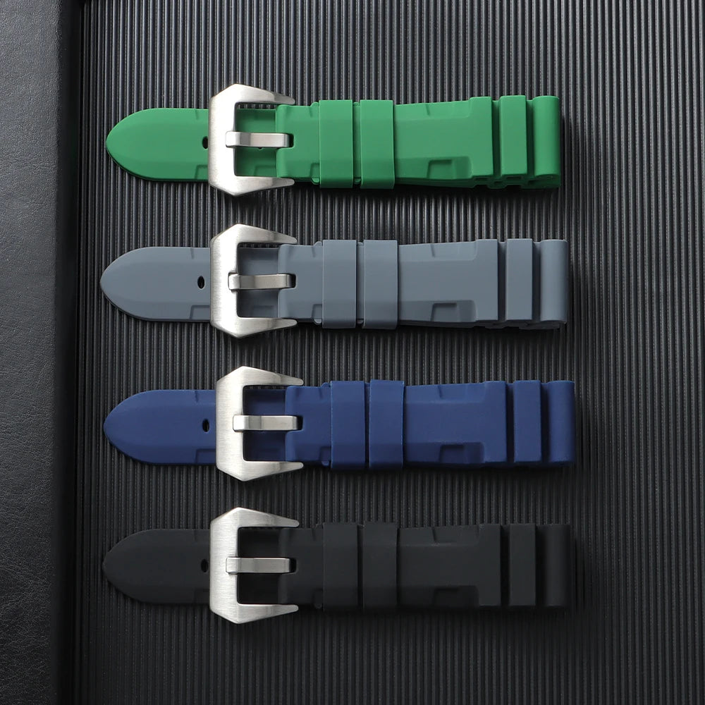 HQstrap 22mm 24mm 26mm Silicone Watch Bands for Panerai Sport Wristband Unisex Rubber Strap