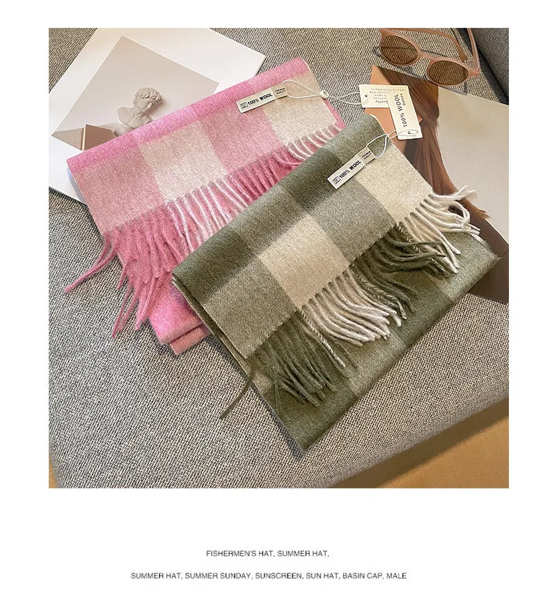 CowLost | australian-wool-winter-plaid-cashmere-scarf |17