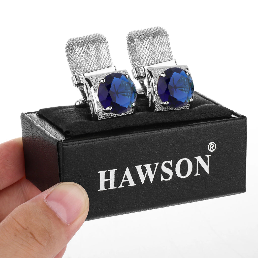 CowLost | clothing-accessories-hawson-mens-silver-birthstone-crystal-cufflinks-luxury |9