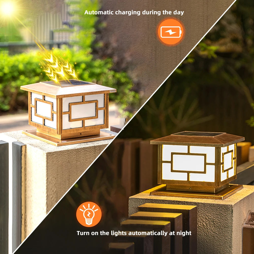 Outdoor Solar LED Post Cap Lights Waterproof with 2 Color Modes for Garden Patio Pathway