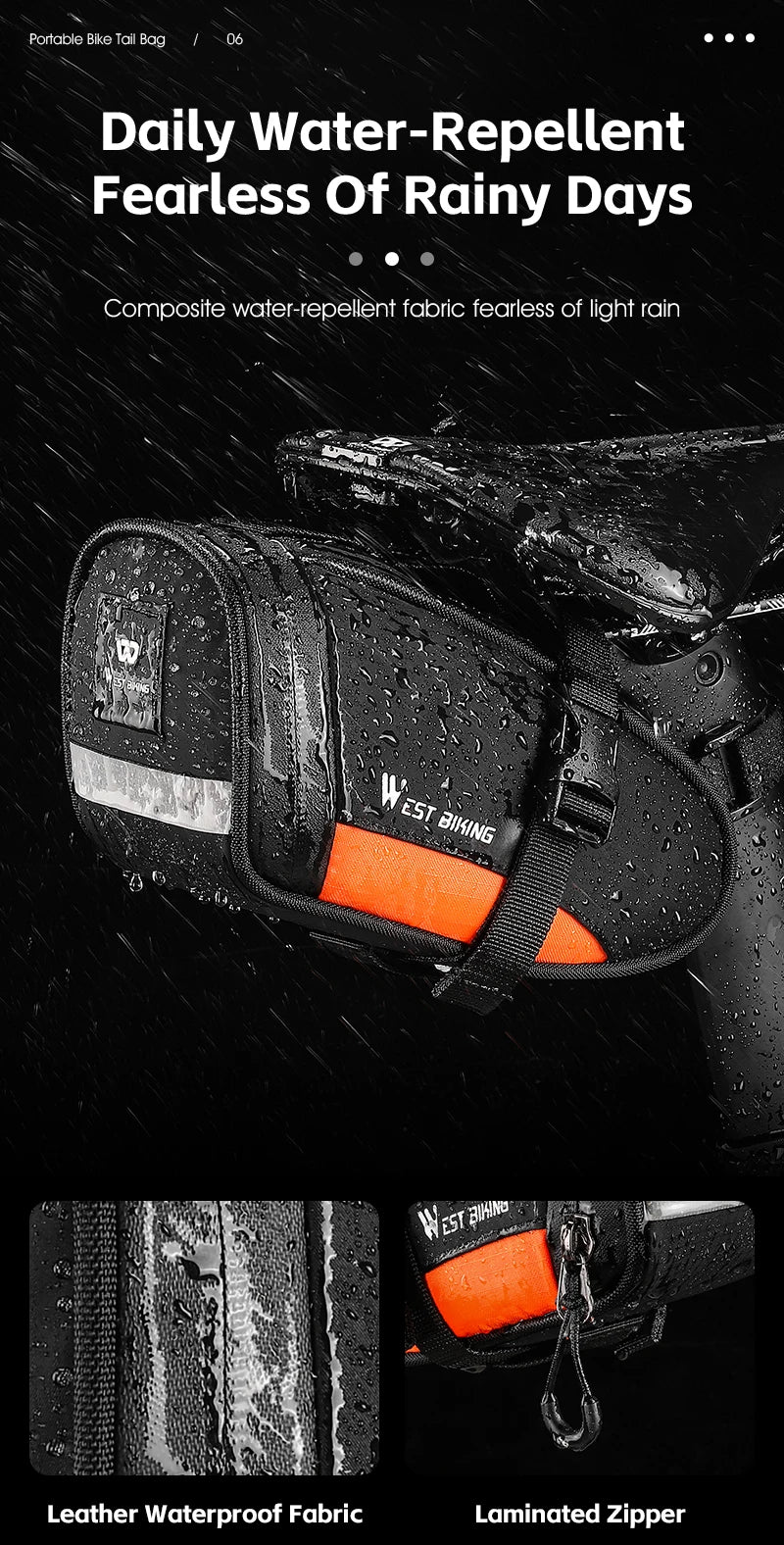CowLost | west-biking-portable-bike-tail-bag-1-2l-reflective-cycling-bag-ultralight-waterproof |12
