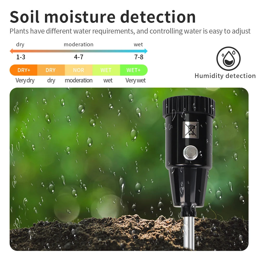 Handheld Digital Soil PH & Moisture Tester Waterproof Meter for Garden Plants