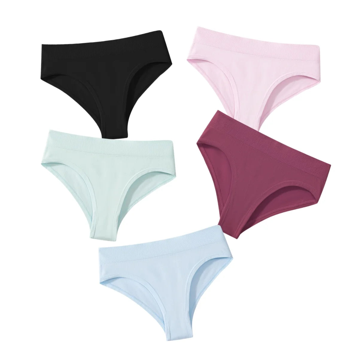 CowLost | product_id-5pcs-high-rise-seamless-womens-solid-color-briefs-s-xxxl |7